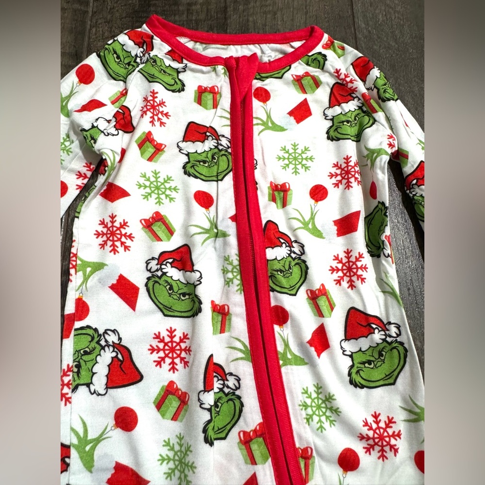 Bamboo Baby Sleepie Zippy Green Grinch Christmas Print 6-12 month - Picture 2 of 3